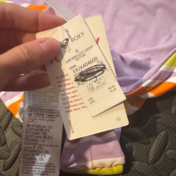 Roxy • NWT $75 Striped Bikini Bottom reversible - Picture 6 of 6